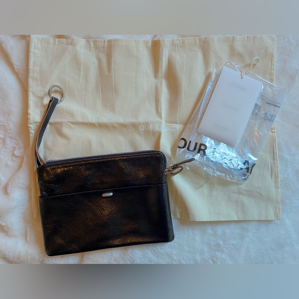 OUR LEGACY SUPPORTER ORGANIZER True Dye Black Leather Folio/Clutch Bag